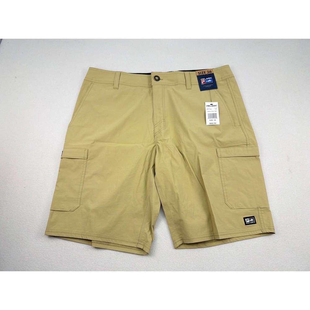 Pelagic Madeira Cargo Solid Fishing Shorts Mens 36 Khaki Tan 1001213001 NWT